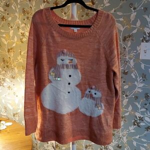 LC Lauren Conrad Peach Snowman Sweater XL